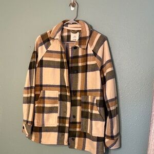 Thread & Supply Plaid Utility Jacket in Cream and Green